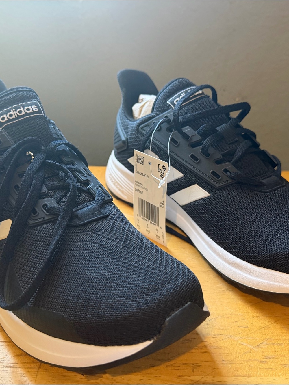 Adidas Duramo 9 Mens Running Shoes size 8.5 Black White NWT BB7066 Sneakers